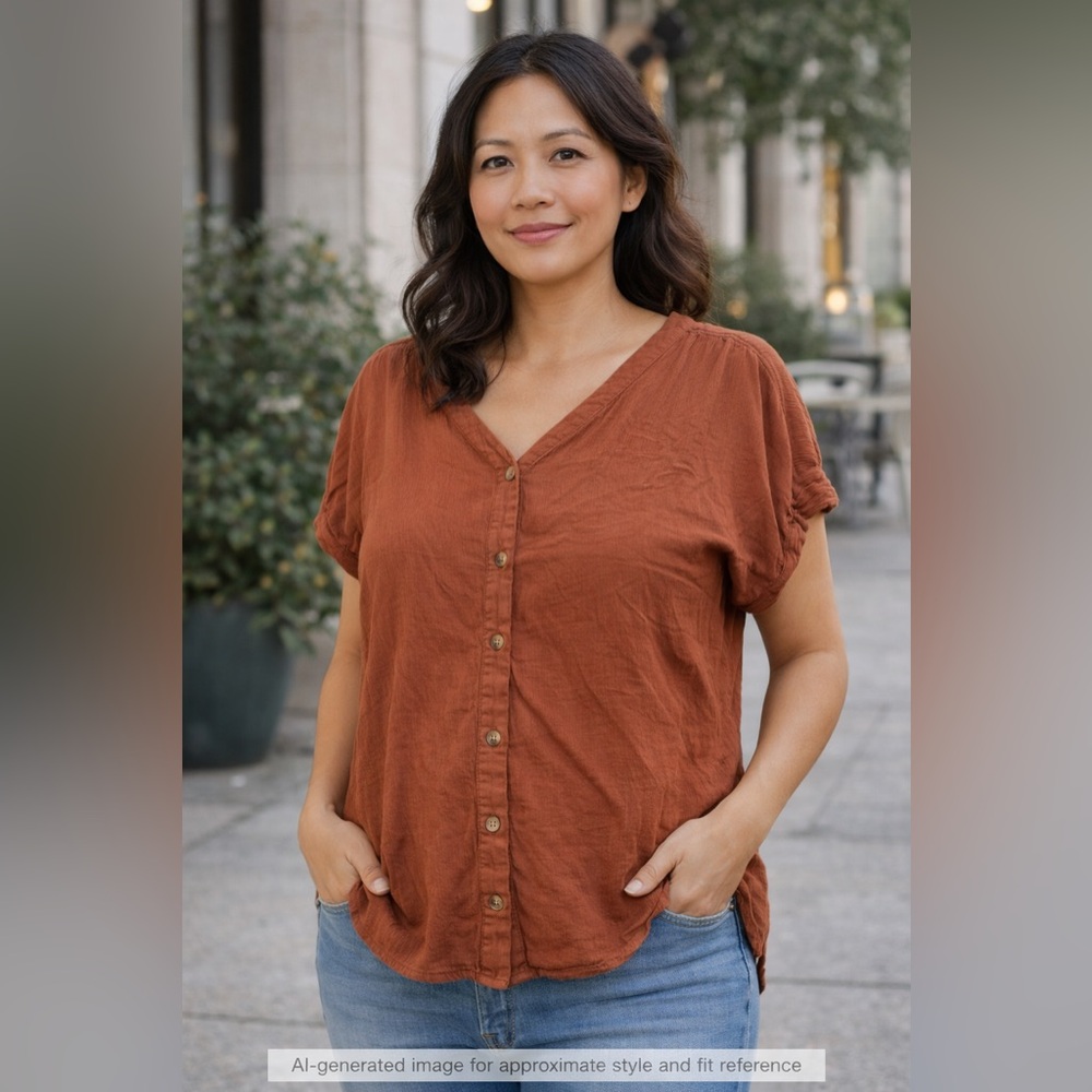 Terracotta Button-Down Shirt